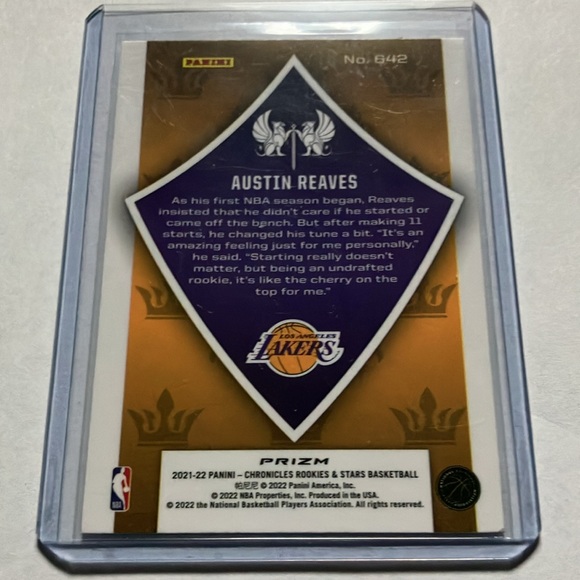 2021-22 Panini Chronicles Austin Reaves LA Lakers HOLO Rookie Card RC Rare! - Picture 2 of 4